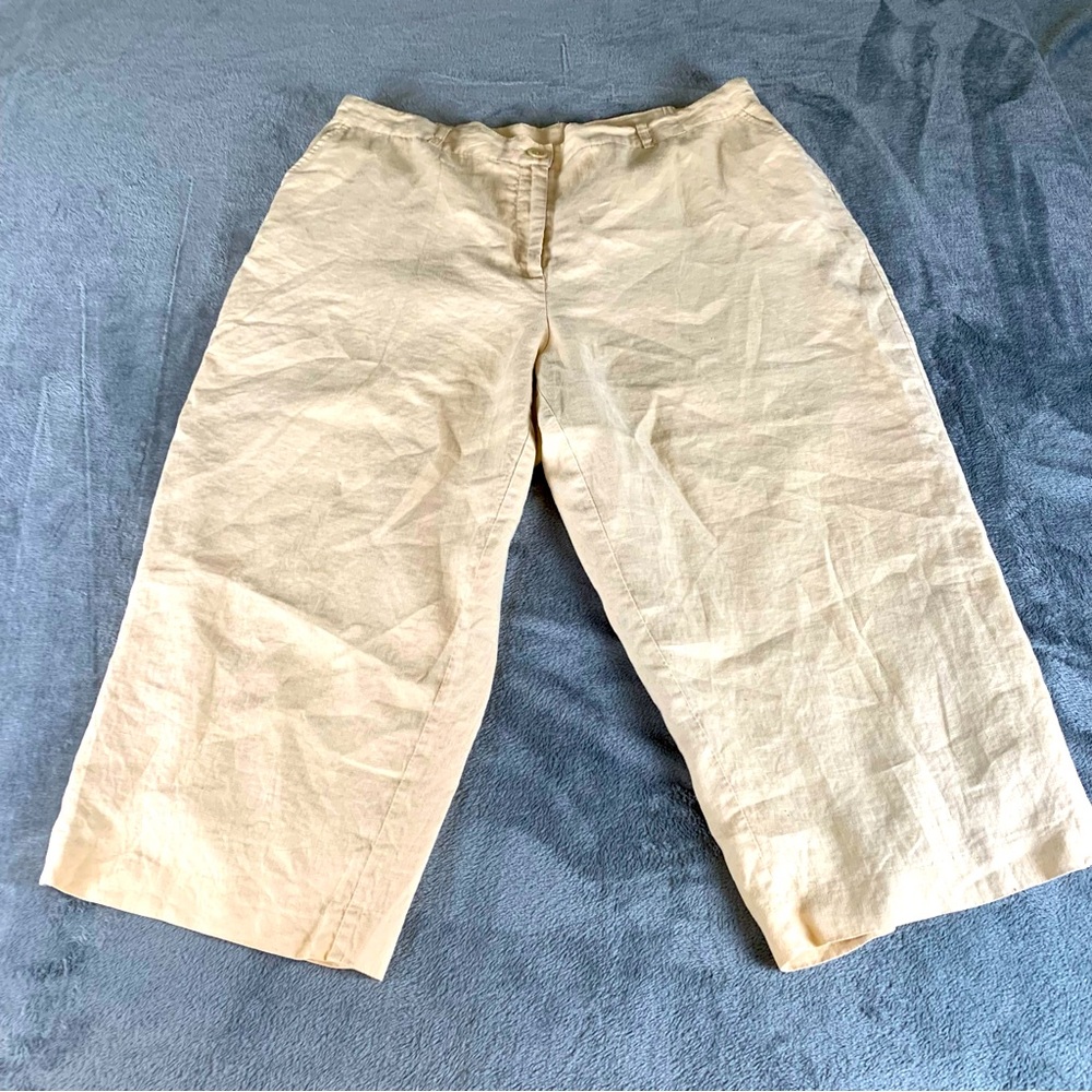 Kim Rogers Signature Linen Cropped Pants Womens 20? Flax Beige Lined No Size Tag